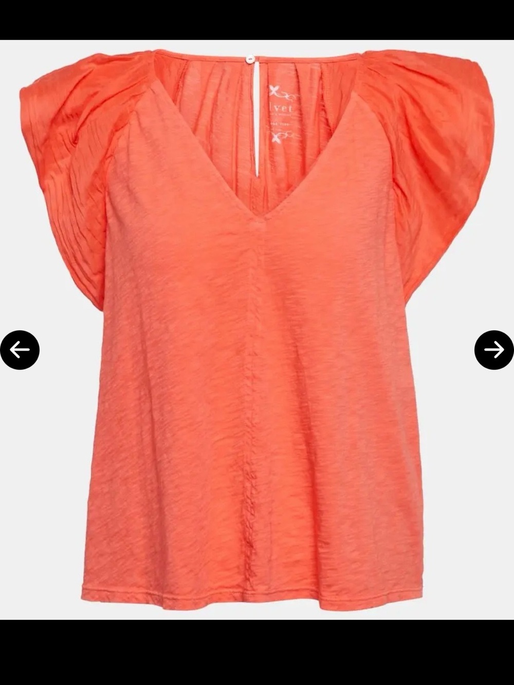 Velvet Lightweight Women's V-Neck Top in Bright Coral Orange